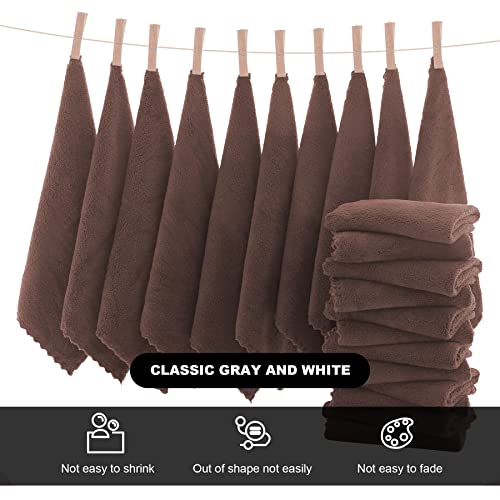 MOONQUEEN Microfiber Facial Cloths Fast Drying Washcloth 12 Pack - Premium Soft Makeup Remover Cloths - Wood Brown - color: Wood Brown, size: 12x12 Inch (Pack of 12)