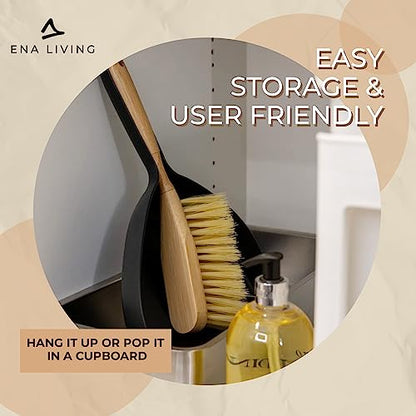 Bamboo Dust Pan & Brush Set, Portable Dustpan & Brush, Perfect For Household Cleaning, Sturdy & Effective Dust Pan, Bamboo Sweeping Brush - Standard - size: Standard