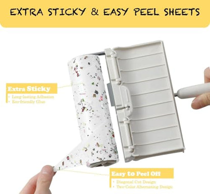 Large Surface Lint Roller Extra Sticky with Dust-Proof Cover 6.3'' Wider 240 Sheets/4 Refills, Pet Dog & Cat Hair Remover for Furniture Clothes Carpet Floor Car, A Great Sticky Tape Roller - size: 1 Roller + 4 Refills