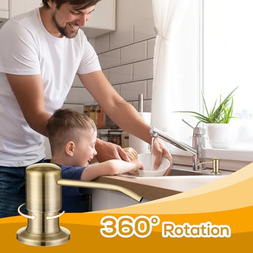 Soap Dispenser for Kitchen Sink, Built in Soap Lotion Dispenser with 17 OZ Bottle, Soap Pump Built in Countertop Under Sink, Green Bronze - color: Green Bronze