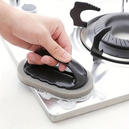 Diamond Sponge Brush with Non-Slip Grip, Non-Toxic Durable Scrubber for Pots, Pans, Kitchen Stubborn Stain Rust Removal, Brown - color: Brown