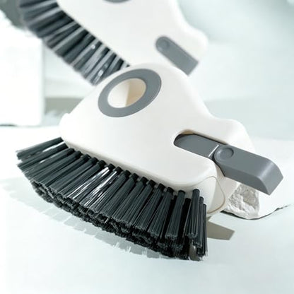 2 in 1 Groove Cleaning Brush, Window Track Cleaning Tools, Multifunction Window Track Cleaner with Hard Bristle and Hidden Scraper, Crevice Brush for Sliding Door Track, Window Seal, Sill (Gray)