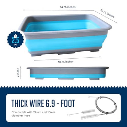 Hose and Mask for CPAP Cleaning Brush with Collapsible Wash Basin Bucket Tub - Essential Care Kit for CPAP Users, Suitable for 7 Feet Tubing and 22mm 19mm Diameter (Standard Set Basin & Brush)