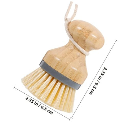 Gatuida Dish Cleaning Brush with Palm Scrubber Handle Gray Kitchen Scrub Brush for Stubborn Stains and Vegetable Washing for Pots