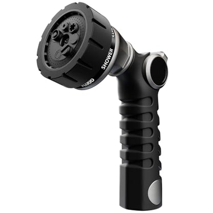 RESTMO Heavy Duty Hose Nozzle, Metal Garden Water Hose Sprayer with 7 Watering Patterns, Thumb Control, On Off Valve, High Pressure Nozzle Sprayer for Watering Plants, Car and Pet Washing, Silver - color: Silver