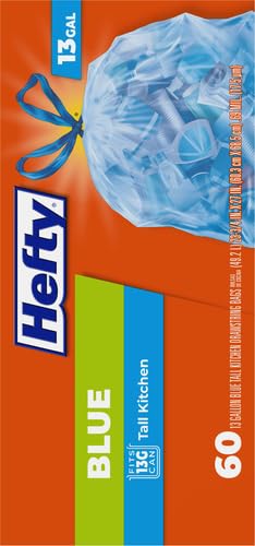Hefty Blue Trash Bags,Blue,13 Gallon,60 Count (Pack of 6) - size: 60 Count (Pack of 6)