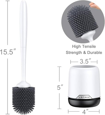 Lefree 2 Pack Silicone Toilet Bowl Brush and Holder Set with Ventilated Holder, Floor Standing & Wall Mounted Toilet Scrubber - color: Black, size: 2 Pack