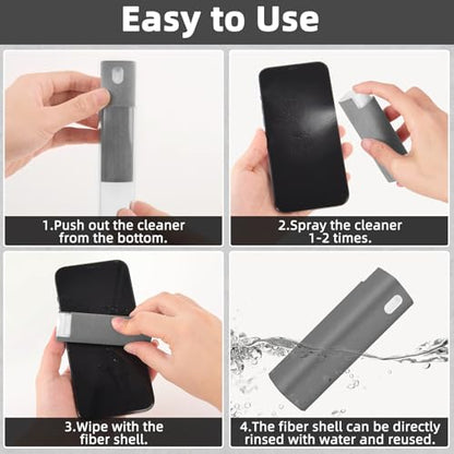 Car Screen Cleaner Kit, 4 Pcs 3-in-1 Touchscreen Mist Cleaner and Microfiber Cloth, for Car Display, iPhone, iPad, MacBook, Laptop, Computer Monitor, TV, Android (Pink*2 & Grey*1 & Black*1)