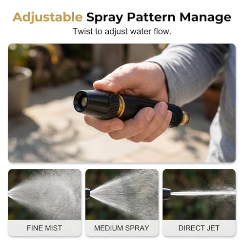 Heavy Duty Adjustable Hose Nozzle, High Pressure Water Spray Nozzle with Leak-Resistant Design, Metal Garden Hose Sprayer for Car Washing, Lawn Care, Patio Cleaning, and Garden Watering (Black 3 pcs) - color: Black 3 pcs