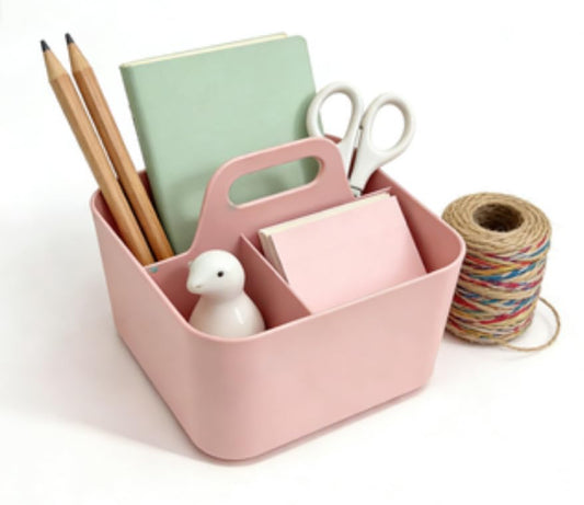 Stackable Portable Handheld Organiser,Multi-Purpose Desktop Divider Organiser Basket For Crafts Or School Supplies Desk,Office,Stationery Pencil Holder,Dorm Room (Small Size-Pink) - color: Small Size-Pink