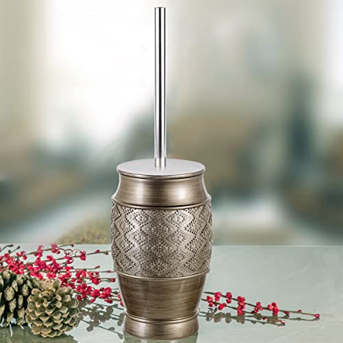 Creative Scents Dublin Silver Toilet Brush Set - Toilet Bowl Cleaner Brush and Holder - Decorative Bathroom Cleaner Brush - Space Saving Design Toilet Bowl Scrubber - color: Silver