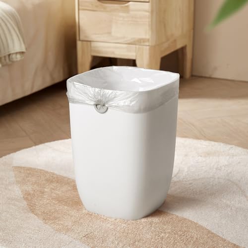 Bathroom Trash Can, Plastic Rectangular Garbage Can with Trash Liner Holder for Bedroom, Living Room, Small Indoor Waste Basket, 7L, White - color: ( New Model ) White