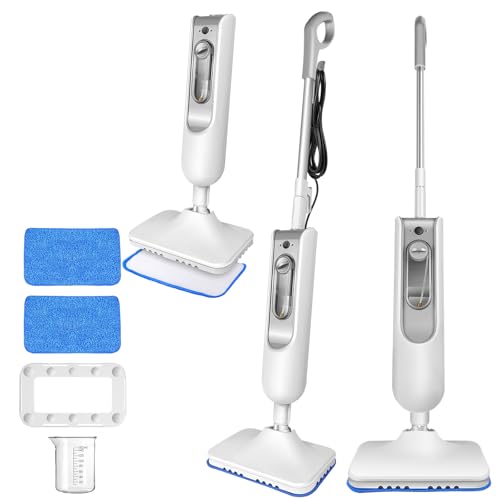 1500W Electric Power Steam Cleaner Mop for Tile and Grout, Floor Steamer with 13.5oz Water Tank, 16ft Long Cord, 2 Steam Levels, Lightweight Mop Steamer for Hardwood, Marble, Stone, Floor Cleaning
