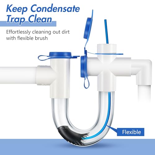 3 Pcs Condensate Trap Flexible Drain Brush, 16 Inch AC Drain Line Cleaning Brush for AC & HAVC Condensate P Trap, Blue - color: Blue, size: 16 Inch