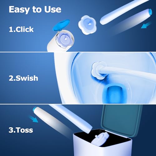 Disposable Toilet Brush: Toilet Bowl Brush and Holder Set with 24 Wand Refills, Upgraded Handle, 2X Cleaners, Toilet Cleaning System with Storage Caddy for Sink, Bathtub, Floor, Drain (2 Sets, Blue) - style: 2-Sets