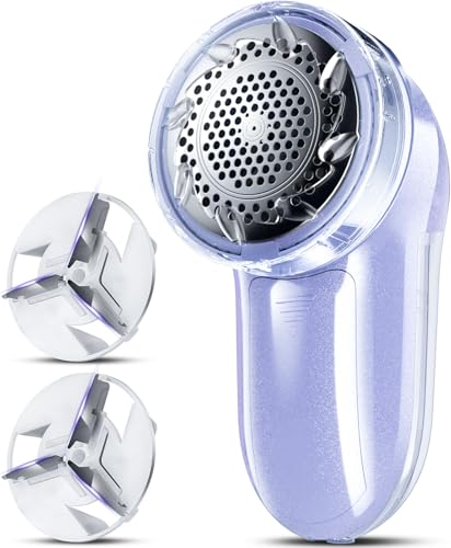 Bymore Fabric Shaver, Lint Remover, Lint Shaver Defuzzer Sweater Shaver for Clothes and Furniture AC Adapter or Battery Operated Pill Fuzz Remover-Light Purple - color: Light Purple, size: 5.75*2.60*2.64in
