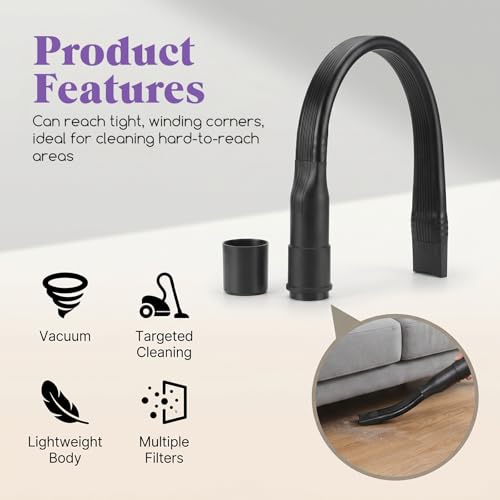 25" Crevice Tool Vacuum Attachment, Vacuum Crevice Tool for All Vacuums Cleaners Accepting 1 1/4"(32mm) 1 3/8"(35mm) Inner Diameter Attachments, Flexible Vacuums Hose