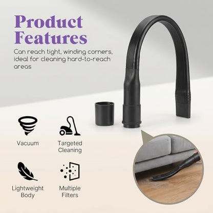 25" Crevice Tool Vacuum Attachment, Vacuum Crevice Tool for All Vacuums Cleaners Accepting 1 1/4"(32mm) 1 3/8"(35mm) Inner Diameter Attachments, Flexible Vacuums Hose