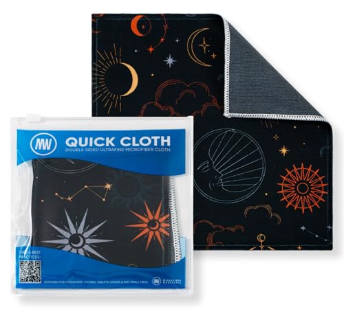 Microfiber Wholesale Quick Cloth Glasses Cleaning Cloths–8x8 Astrology 1-Pack with Case | Double-Sided Lens Cleaner for Eyeglasses, Camera, Screens & Glass | Reusable Microfiber Glass Polishing Cloths - color: Astrology, size: 8"x8"