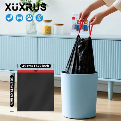 XUXRUS 2.6 Gallon Small Black Bathroom Trash Bags, 60 Count Folded Drawstring Small Garbage Bags, Tear-Resistant & Leak-Proof, Odor Control Liners for Bathroom, Office – Heavy Duty Trash Bags - style: 2.6 GAL-Black-60Counts