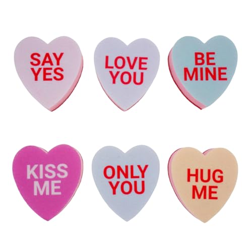 Heart Shaped Sponge with Words, Dual-Sided Kitchen Scrubber for Washing Dishes, Pots, Pans and General Household Cleaning, ‌Multicolour (6 Pack) - color: Colorful