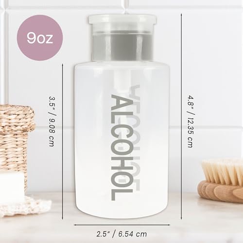 Liquid Push Down Alcohol Dispenser- Clear Bottle- Labeled - 9 Oz Bottle