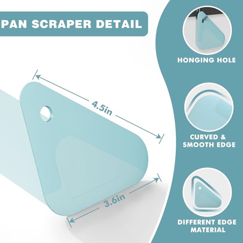 Food Scraper, 2-in-1 Pot and Pan Dish Scraper, Nylon and Silicone, Kitchen Scraper Tools for Cast Iron Skillets, Cookware, Dishes, Pans and Pots, Heat Resistant, Set of 3, Blue - color: All Blue