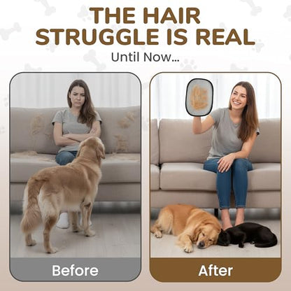 KEYVOZ Pet Hair Removal Glove for Cats and Dogs, Electrostatic Magic Brush Pet Hair Remover for Dog Couch, Available in Blue, Purple, Pink, Brown- Perfect for Pet Owners (Brown) - color: Brown