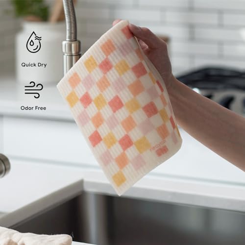 RECYCO Swedish Dishcloths for Kitchen | 6 Pack Desert Sunset Washable Dish Rags | Cellulose Reusable Cleaning Paper Towels | Absorbent Counter Dish Cloth Sponge Kitchen Wipes, 8" L x 7" W - color: Desert Sunset - 6 Pack