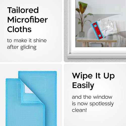 Tyroler Bright Tools Premium Replacement Microfiber Cleaning Cloths | Exclusively Designed for The Glider Magnetic Window Cleaner | Ultra-Soft, Non-Abrasive & Highly Absorbent (Blue - Pack of 4)