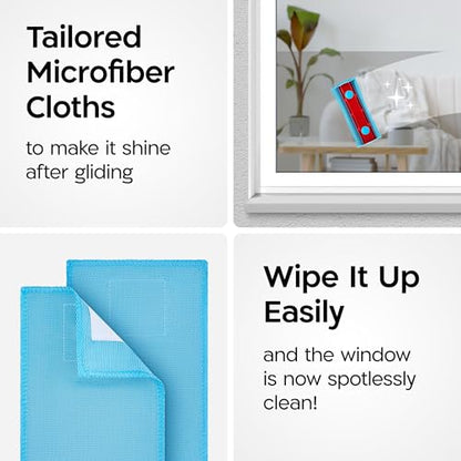 Tyroler Bright Tools Premium Replacement Microfiber Cleaning Cloths | Exclusively Designed for The Glider Magnetic Window Cleaner | Ultra-Soft, Non-Abrasive & Highly Absorbent (Blue - Pack of 4)
