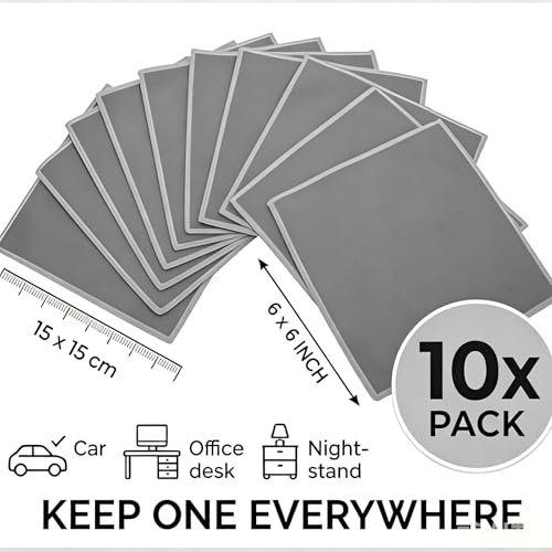Extra Fine Microfiber Hearing Aid Cloth Wipes, 10 Pack Lint Free Hearing Aid Cloth, 15 x 15 cm Reusable Dry Wipes for Hearing Aids, Scratch Free Microfiber Cloth for Glasses, Screens, Grey