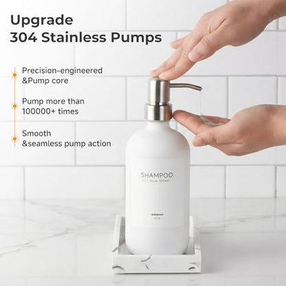 White Glass Dish Soap Dispenser Set for Kitchen, Hand and Dish Soap Dispenser with Stainless Steel Pump & Resin Tray, Perfect for Kitchen,Hotel Rental-Modern Soap Dispenser for Bathroom - color: Matte White