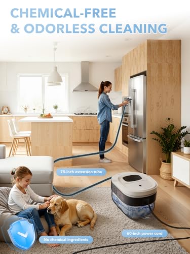 Steam Cleaner 3-Level Adjustable Steamer for Cleaning, 15s Heat-Up, 1.69 Quarts Tank, High Pressure Steamer with 17 pcs Accessories for Kitchen, Bathroom, Grout, Car, Grease, Floor