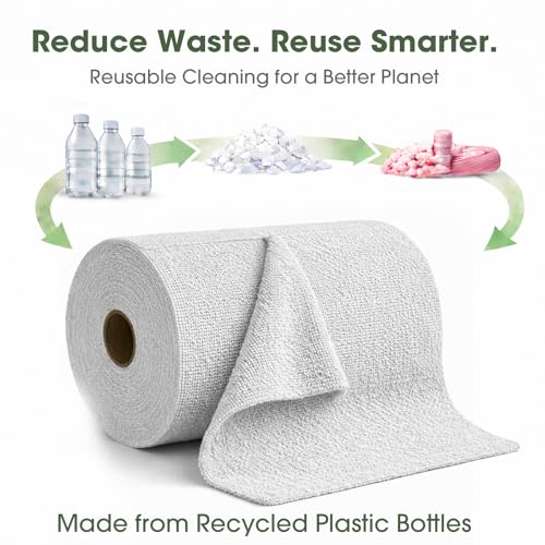 Microfiber Cleaning Cloth Roll - 100 Pack Tear Away Microfiber Paper Towels, Reusable, Washable, Scratch-Free, Kitchen Towels for Car, Home, Kitchen, Glass, Dishes (Light Grey) - color: Lightgrey