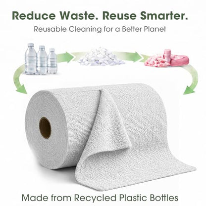 Microfiber Cleaning Cloth Roll - 100 Pack Tear Away Microfiber Paper Towels, Reusable, Washable, Scratch-Free, Kitchen Towels for Car, Home, Kitchen, Glass, Dishes (Light Grey) - color: Lightgrey