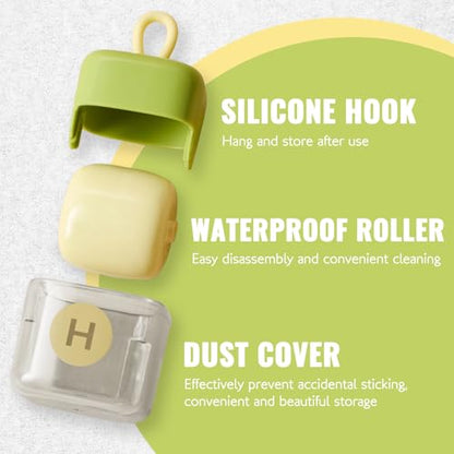 2Pcs Mini Lint Remover Roller, Washable Lint Gel Roller, Reusable Pet Hair Remover for Clothing, Pet, Hair, Dust, Lint (Green+Beige) - color: Green+beige