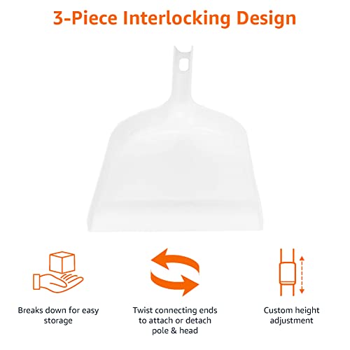 Amazon Basics Dustpan Broom Set with Adjustable Long Handle, Easy to Assemble, Blue and White - size: (Pack of 1)