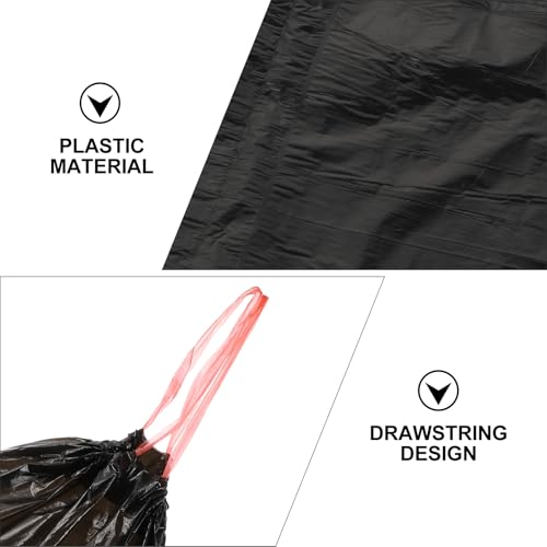 Thickened Drawstring Trash Bags 45X50Cm, 5pcs Black Disposable Kitchen Garbage Bags for Home Waste Sorting and Cleaning