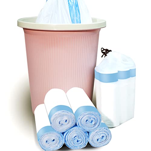 Trash Bags 3.2 Gallon, 100 Pcs Bathroom Garbage Bags, Blue Strap Kitchen Garbage Bags(White) With Drawstring Quickly Pack Garbage, Waste Basket Liners - style: 3.2 gallon