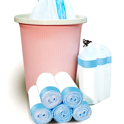 Trash Bags 3.2 Gallon, 100 Pcs Bathroom Garbage Bags, Blue Strap Kitchen Garbage Bags(White) With Drawstring Quickly Pack Garbage, Waste Basket Liners - style: 3.2 gallon