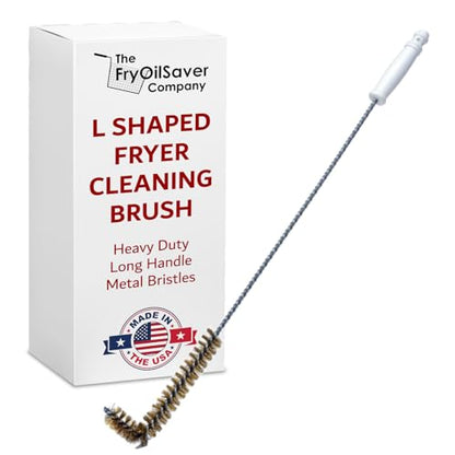 Deep Fryer Cleaning Brush – L-Shaped High-Temp Commercial Kitchen Tool - Heavy Duty Brass Bristles - Heat Resistant to 750F for Food Debris - Deep Fryer Cleaner - Made in USA by FryOilSaver Co. B53C - style: L Shaped Fryer Brush