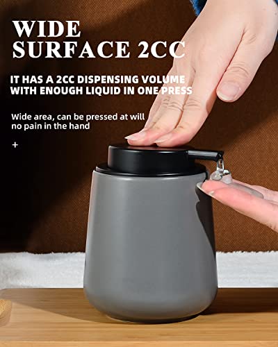 BosilunLife Grey Lotion Dispenser - Modern Ceramic Soap Dispenser Bathroom 12 oz Bottles Lotion Hand Pump Dispenser Black Pump Dish Liquid Dispenser for Kitchen Hand Wash Dispenser - color: Matte Grey