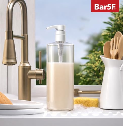 Bar5F Pump Bottle (2-Pack 32-Ounce 1-Liter) Empty for Shampoo Conditioner Body Wash Lotion BPA-Free Crystal-Clear - size: Pack of 2