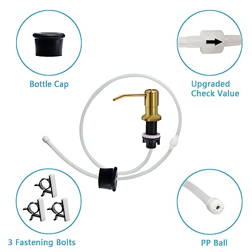 Soap Dispenser for Kitchen Sink, Countertop Sink Soap Dispenser Pump, 47" Silicone Extension Tube Connect to The Soap Bottle Directly, Say Goodbye to Frequent Refills (Golden) - color: Golden