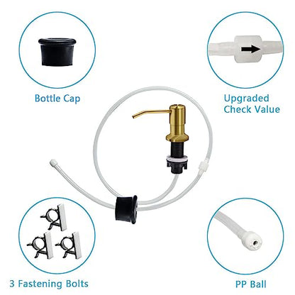 Soap Dispenser for Kitchen Sink, Countertop Sink Soap Dispenser Pump, 47" Silicone Extension Tube Connect to The Soap Bottle Directly, Say Goodbye to Frequent Refills (Golden) - color: Golden