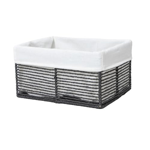 GYASVWU Hand-Woven Paper Rope Storage Baskets,Rectangular Wicker Baskets for Organizing,Decorative Woven Basket for Storage,Shelf Basket for Living Room,Storage Baskets for Pantry (Black - Large) - color: Black - Large