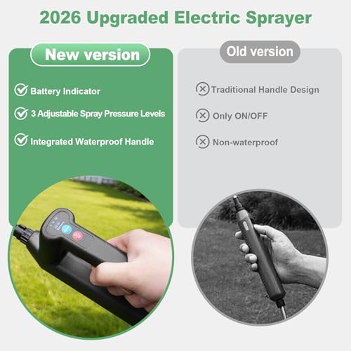 SideKing Battery Powered Sprayer 1.35 Gallon, 3 Adjustable Pressure Electric Weed Sprayer with Battery Indicator, Telescopic Wand & 4 Nozzles, Rechargeable Garden Sprayer for Lawn, Yard & Pest Control - size: 1.35 Gal