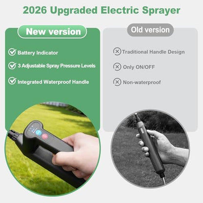 SideKing Battery Powered Sprayer 1.35 Gallon, 3 Adjustable Pressure Electric Weed Sprayer with Battery Indicator, Telescopic Wand & 4 Nozzles, Rechargeable Garden Sprayer for Lawn, Yard & Pest Control - size: 1.35 Gal