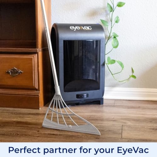 EyeVac Silicone Squeegee Broom for Wet and Dry Cleaning, Hair Removal, Full-Size with Wall Hook, Compatible with Touchless Vacuum (Gray)